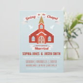 Naar de Chapel Wedding Invitation RED Kaart (Staand voorkant)