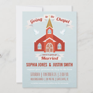 Naar de Chapel Wedding Invitation RED Kaart