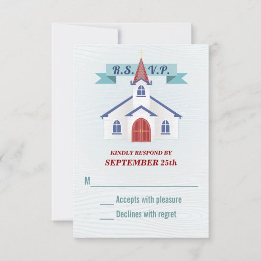 Naar de Chapel Wedding RSVP Kaart (Voorkant)