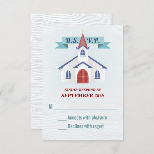 Naar de Chapel Wedding RSVP Kaart (Voorkant / Achterkant)