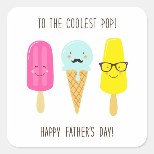Naar de coolste Pop - Vaderdag Vierkante Sticker (Voorkant)