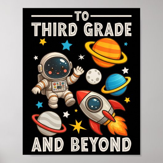 Naar de derde klas en verder astronaut grappig ter poster (Voorkant)