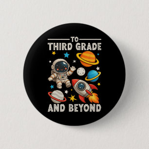 Naar de derde klas en verder astronaut grappig ter ronde button 5,7 cm