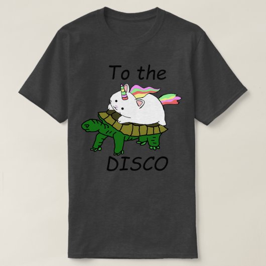 Naar de disco Caticorn-schildpad T-shirt (Design voorkant)