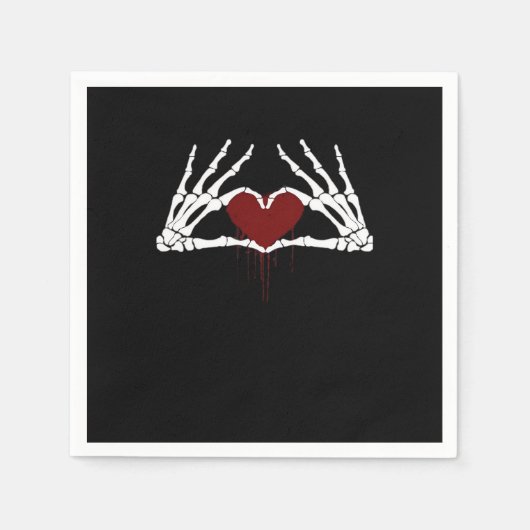 Naar de dood - Skelet Hart Handen Servet (Voorkant)