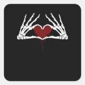 Naar de dood - Skelet Hart Handen Vierkante Sticker (Voorkant)