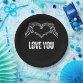 Naar de dood - Skeleton Heart Hands Classic Papieren Bordje (Feest)