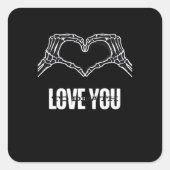 Naar de dood - Skeleton Heart Hands Classic Vierkante Sticker (Voorkant)