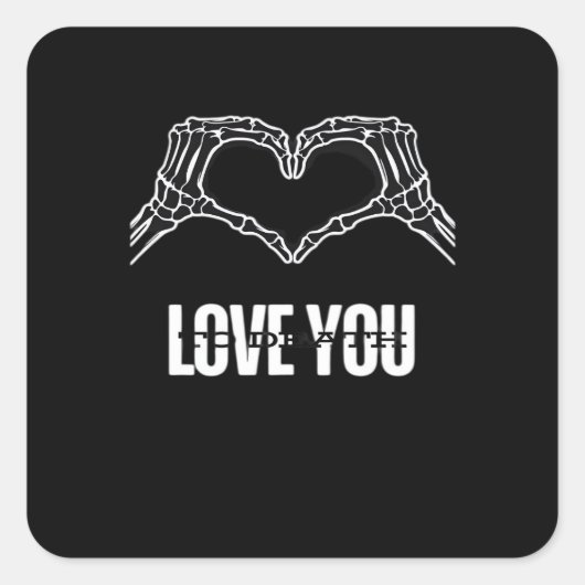 Naar de dood - Skeleton Heart Hands Classic Vierkante Sticker (Voorkant)