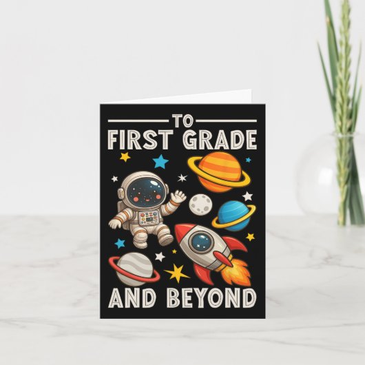 Naar de eerste klas en verder astronaut grappig te kaart (Voorkant)