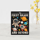 Naar de eerste klas en verder astronaut grappig te kaart (Gele Bloem)