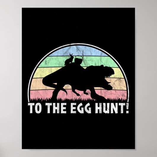 Naar de eierjacht - T-rex Bunny Dinosaurus Pasen Poster (Voorkant)