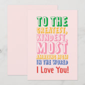 Naar de grootste meest verbazingwekkende Moederdag Feestdagenkaart (Voorkant / Achterkant)