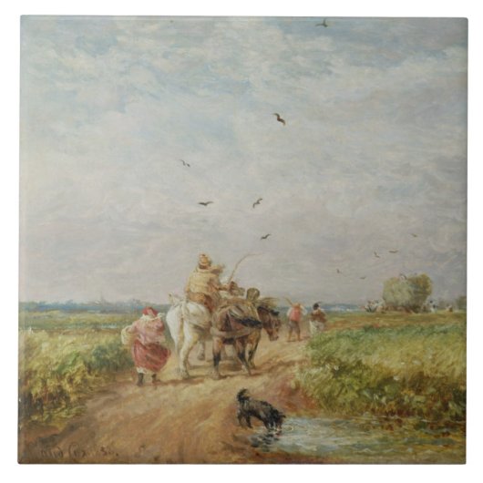 Naar de Hayfield, 1853 (olie op karton) Tegeltje (Voorkant)