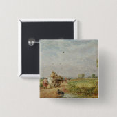 Naar de Hayfield, 1853 (olie op karton) Vierkante Button 5,1 Cm (Voorkant /achterkant)
