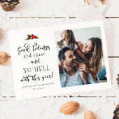 Naar de hel met dit jaar 2021 grappige kerstfoto feestdagenkaart