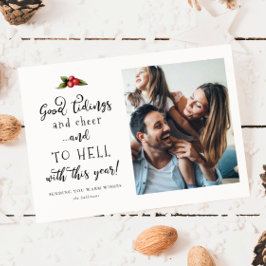 Naar de hel met dit jaar 2021 grappige kerstfoto feestdagenkaart