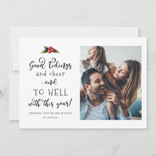 Naar de hel met dit jaar 2021 grappige kerstfoto feestdagenkaart (Voorkant)