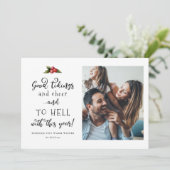 Naar de hel met dit jaar 2021 grappige kerstfoto feestdagenkaart (Staand voorkant)