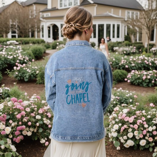Naar de kapel gaan - Custom Wedding Party Design Denim Jacket (Huwelijk Achterkant)
