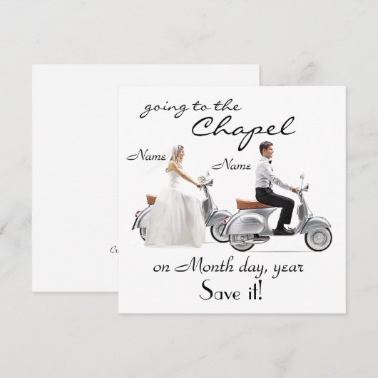 “Naar de Kapel” Kennisgeving van de Bewaar de Datu Save The Date (Voorkant / Achterkant)