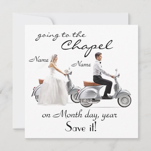 “Naar de Kapel” Kennisgeving van de Trouwdatum Save The Date (Voorkant)