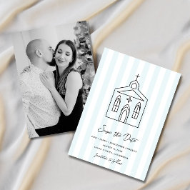 Naar de Kapel Kleurrijke Streep Foto Save The Date