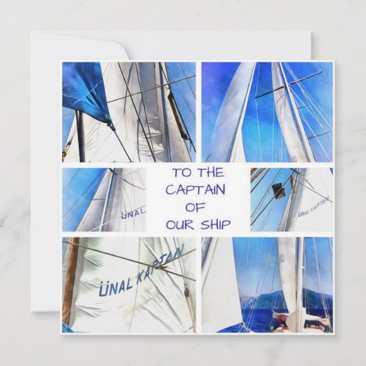 Naar de kapitein van onze Artistieke Witte Zeilen Save The Date (Voorkant)