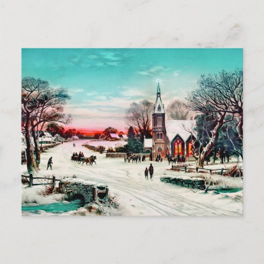 Naar de kerk, kerstmis van J. Hoover & Son Briefkaart (Voorkant)