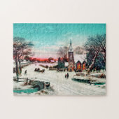 Naar de kerk, kerstmis van J. Hoover & Son Legpuzzel (Horizontaal)