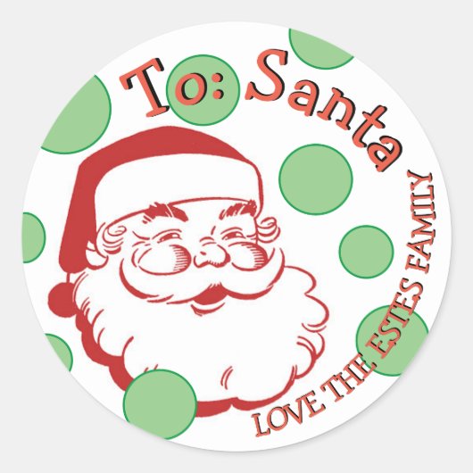 NAAR DE KERSTMAN VAN GEPERSONALISEERDE FAMILIE KER RONDE STICKER (Voorkant)