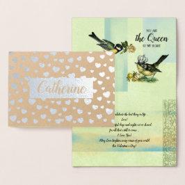 Naar de koningin van mijn hart. Valentijnsdag Folie Kaarten