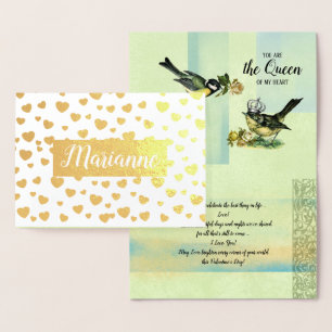 Naar de koningin van mijn hart. Valentijnsdag Folie Kaarten