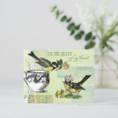 Naar de koningin van mijn hart. vogelcollage feestdagenkaart (Staand voorkant)