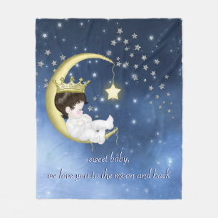 Naar de maan baby shower fleece deken