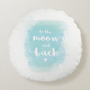 "Naar de maan" blauw kalligrafie waterverf kussen