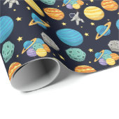 Naar de maan Buitenste Ruimte Maan en sterren Astr Cadeaupapier (Rol Hoek)