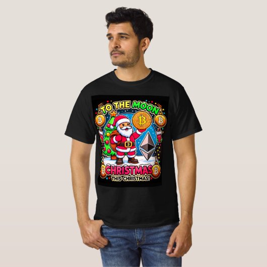 Naar de maan Dit Kerst Crypto T-shirt (Voorkant volledig)