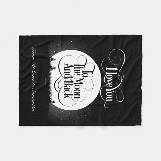 Naar de maan en de rug (gepersonaliseerd) fleece deken (Voorkant (Horizontaal))