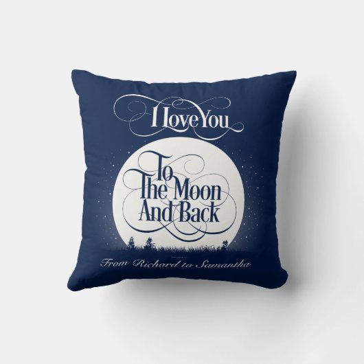 Naar de maan en de rug (gepersonaliseerd) kussen (Achterkant)