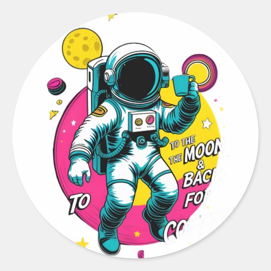 Naar de Maan en Terug Astronaut Sticker – Retro Sp (Voorkant)