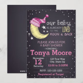 Naar de maan en terug Baby shower (meisje) Kaart (Voorkant / Achterkant)