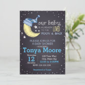 Naar de Maan en Terug Baby shower Uitnodiging (Staand voorkant)