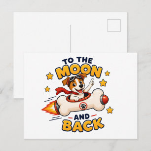 Naar de Maan en Terug Hond Ruimte Avontuur Briefkaart