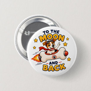 Naar de Maan en Terug Hond Ruimte Avontuur Ronde Button 5,7 Cm