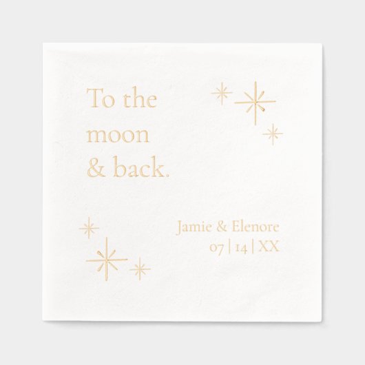 Naar de maan en terug Romantische bruiloft Gezegde Folie Servetten (Voorkant)