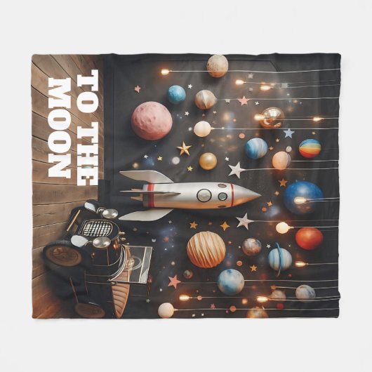 Naar de maan fleece deken (Voorkant (Horizontaal))