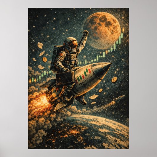 Naar De Maan - Handelsastronaut, Forex, Crypto  Poster (Voorkant)