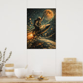 Naar De Maan - Handelsastronaut, Forex, Crypto  Poster (Keuken)