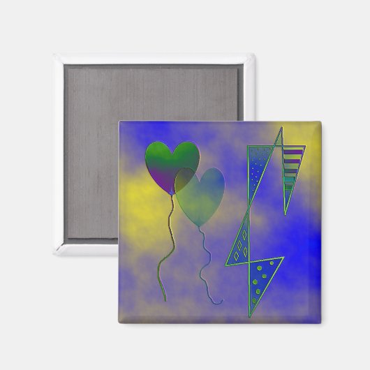 "Naar de maan met liefde" 2-inch Square Magnet (Voorkant / Achterkant)